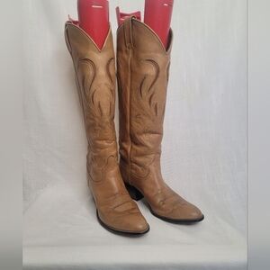 DAN POST Womens Tan Leather Tall (Stovepipe) Western Boots Size 9